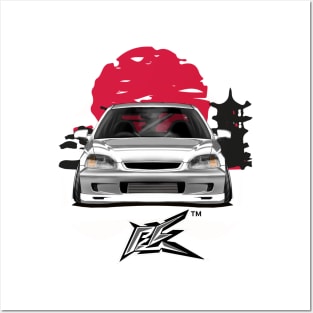 ek9 stanced civic white Posters and Art